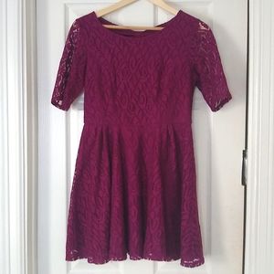 Purple Lace Skater Dress